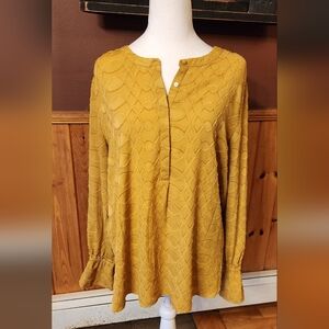 Mustard Button-Front Women's Top
